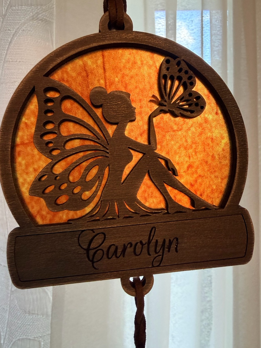 Hand crafted by me fairy/butterfly Wood sun catcher customized made to order - Picture 7 of 8